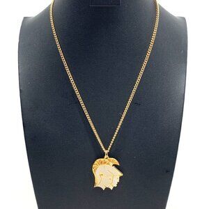 Vintage 1980's Gemini Zodiac Pendant & Chain Spartan Soldiers Gold Tone 18"L